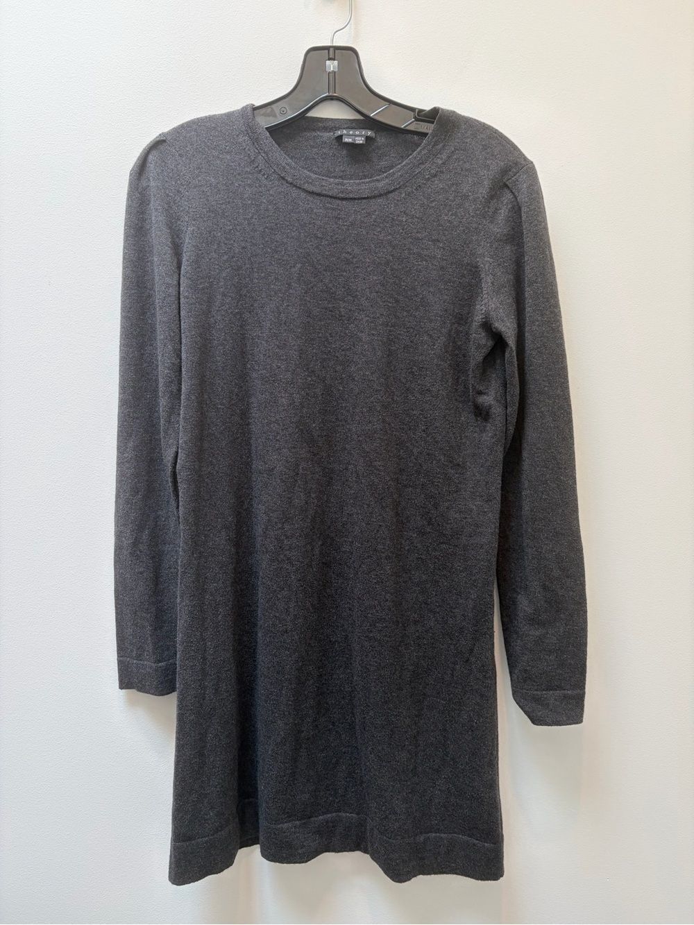 Theory Aba Cotton Cashmere Sweater Dress Size Medium Charcoal Grey